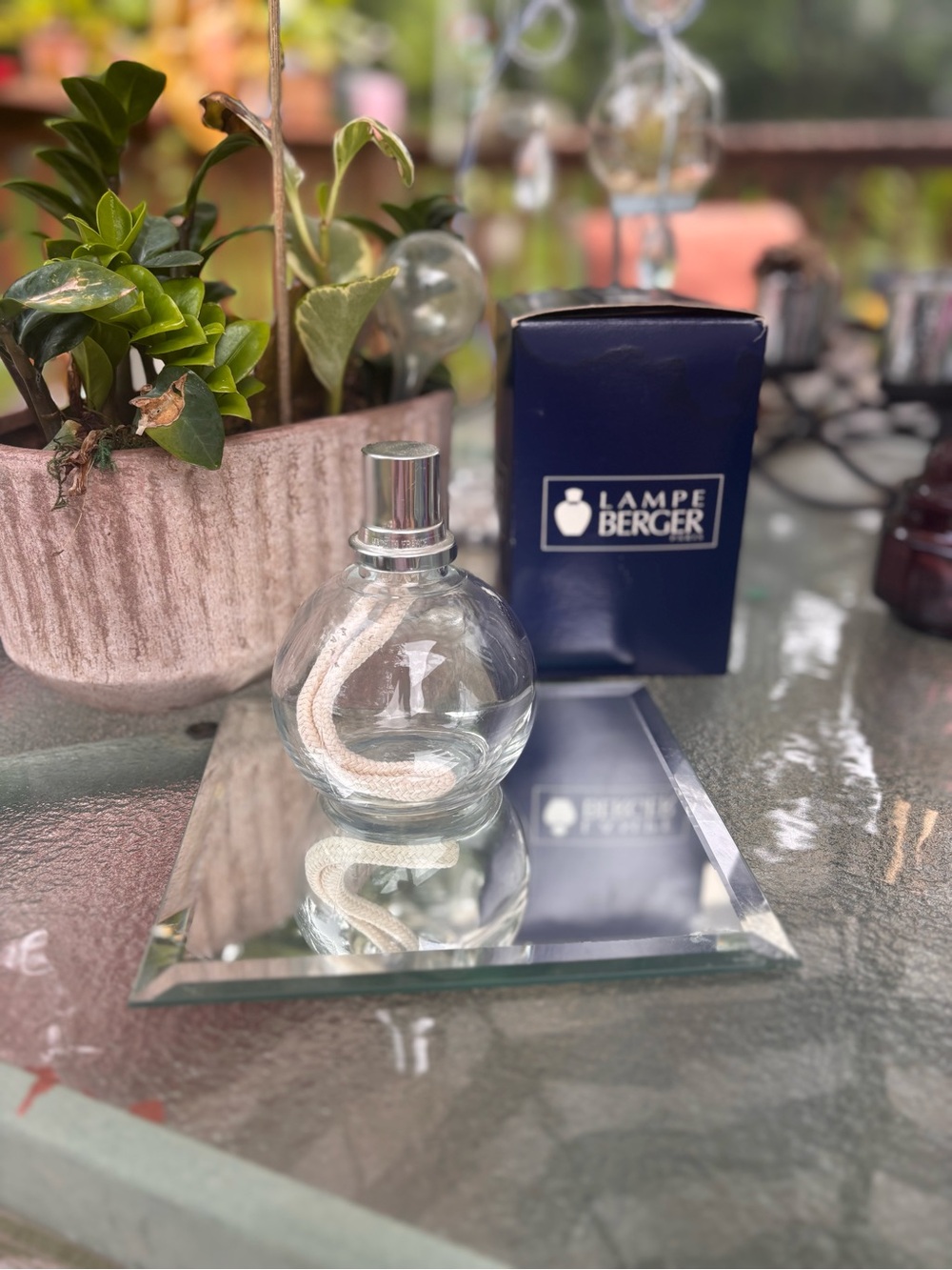 Lampe Berger Round Glass Fragrance Lamp with Silver Top